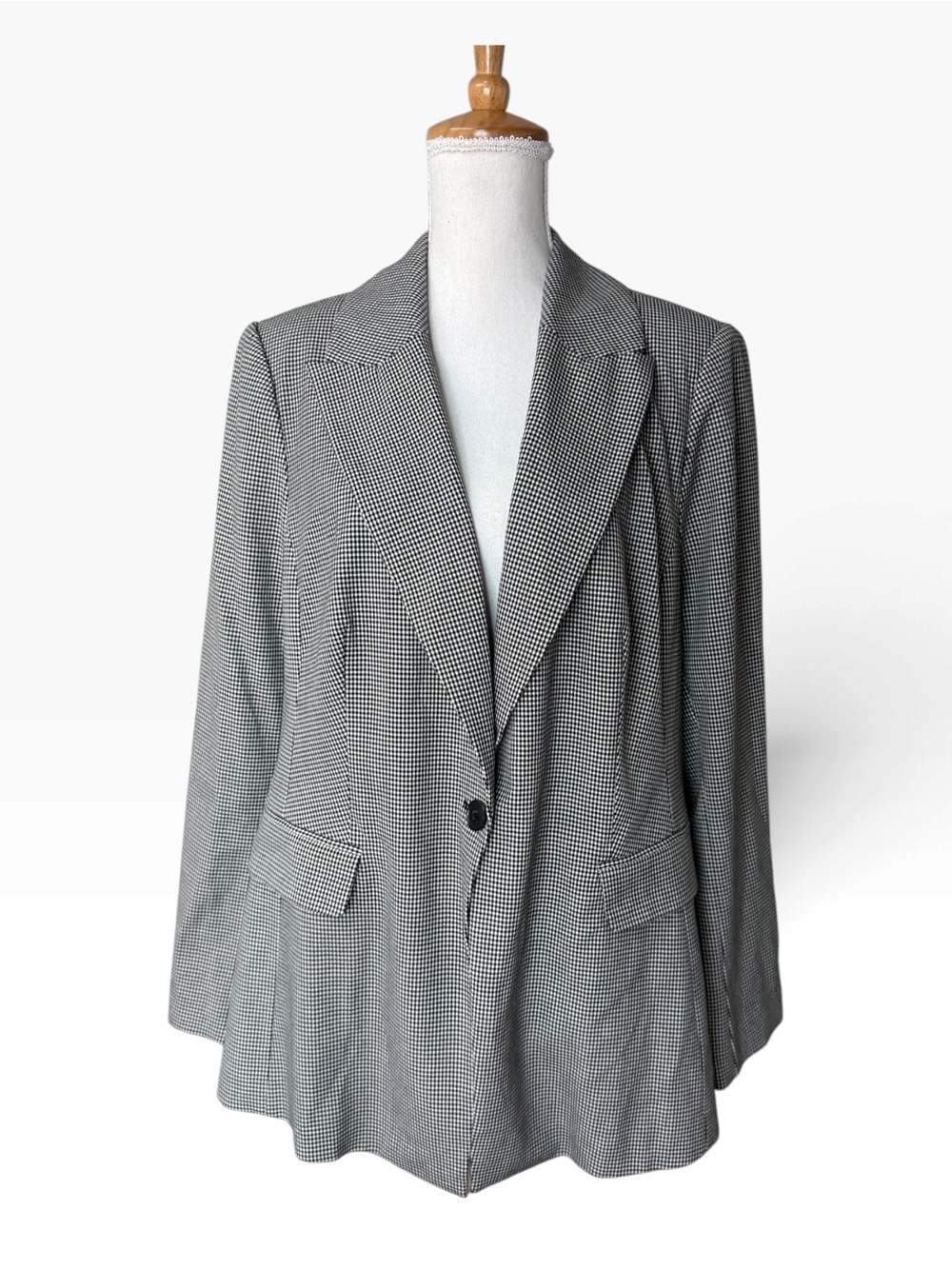 Lane Bryant Women’s Size 18 Houndstooth Blazer Black White NWT